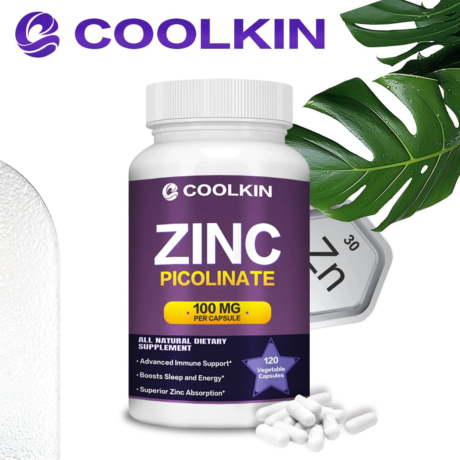 

Zinc Picolinate 100mg - Enhances Immune Defense, Cell Regeneration, Antioxidant