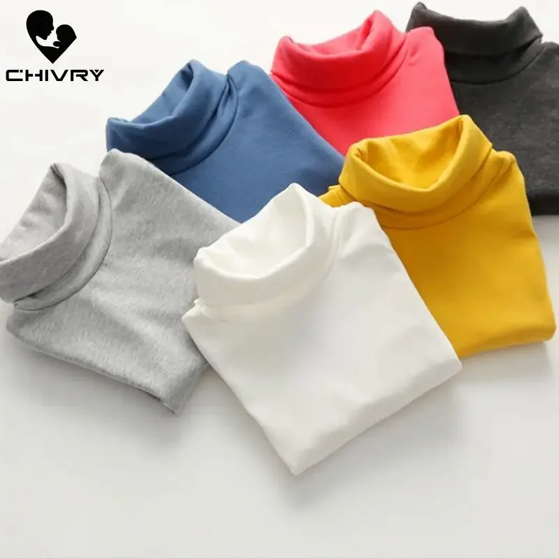 New 2024 Spring Autumn Boys Girls Kids Fashion Solid T Shirt Tops Children O-neck Long Sleeve Casual T-shirts