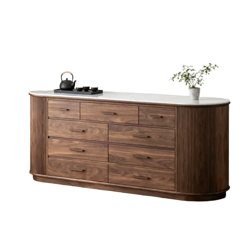 

American black walnut seven-chest cabinet, side cabinet, modern simple light luxury solid wood porch cabinet, locker
