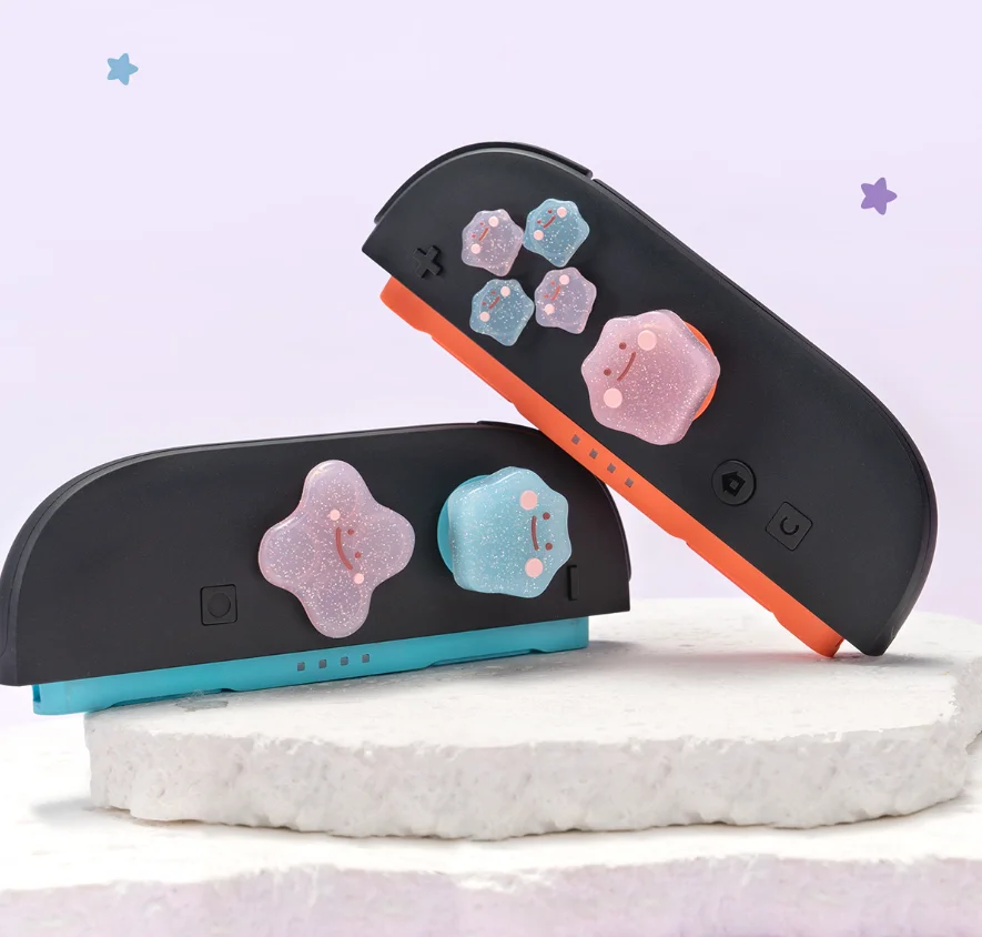 Cute Bling Silicone Soft D-pad Cross Button ABXY Key Sticker Skin Case For Switch 2/NS Oled Joy-con Thumb Stick Grip Cap Cover
