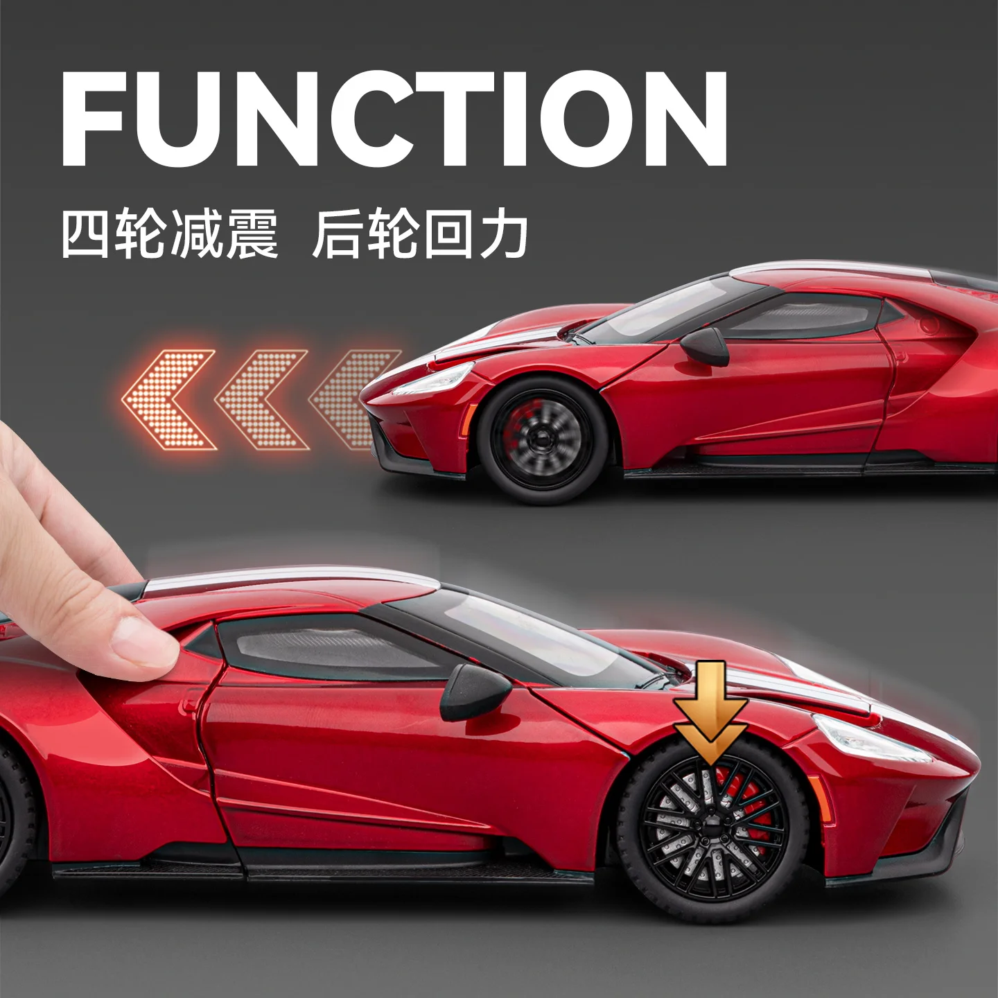Alta qualidade 1:24 ford gt supercar carro modelo de liga modelo de carro de brinquedo com som e luz puxar para trás meninos presente colecionáveis
