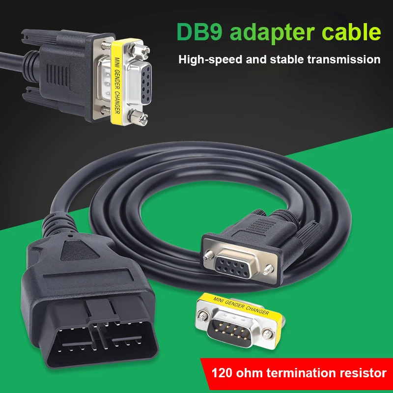 OBD 2 Cable 16 Pin To DB9 Female Serial Port RS232 Adapter Connector Car Cable 1.13 Meter 16PIN TO DB9 Serial RS232 OBD2 CABLE