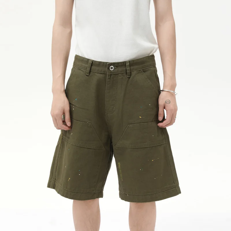 

SYUHGFA Винтажные мужские повседневные шорты с рисунком распыления, прямые широкие брюки длиной до колена, свободные мужские брюки, лето 2023 г.