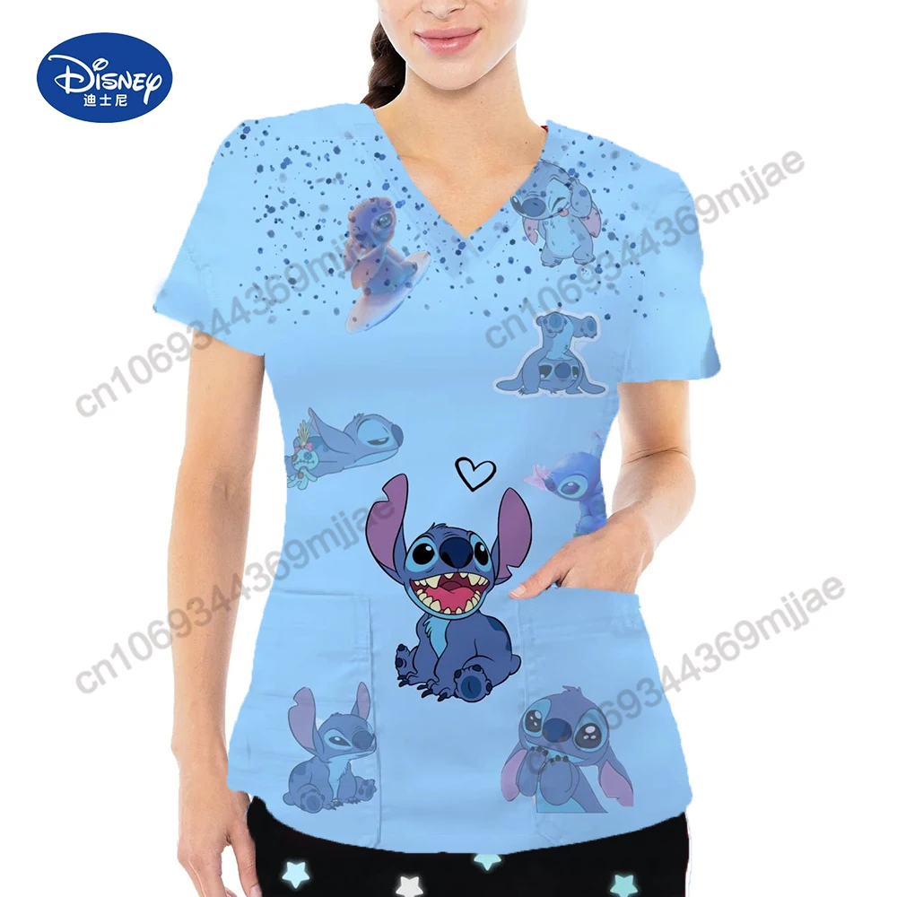 Women's Cropped V-neck Anime Tshirt Pocket Tshirts Woman Cartoon 2024s Clothes Y2k Tops for Women With Free Shipping Yk2 BLOUS image 3