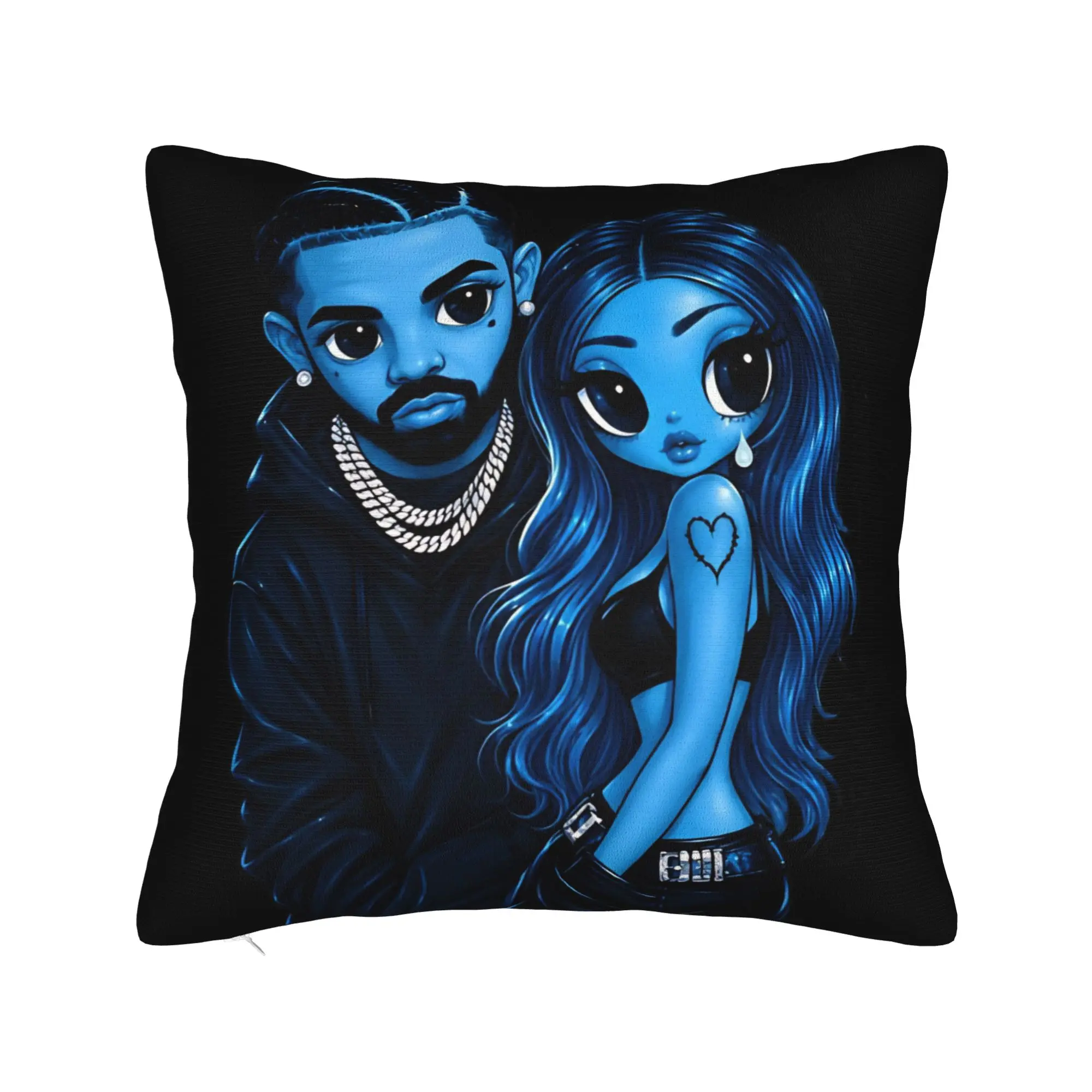 Pillow Cover Karol G Cartoon Blue Music  Morden Pillow Case For Sofa Car Home Decor Pillowcases