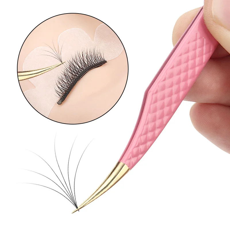 1Pc Eyelash Tweezers Stainless Steel Anti-static Non-magnetic Professional Pincet 3D Lashes Extension Tweezer Makeup Tools