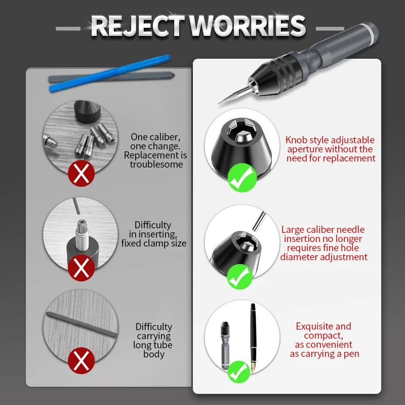 Uchwyt na igły wolframowe, ostrzałka do elektrod wolframowych, spawanie łukowe argonem, zacisk do szlifowania igieł wolframowych, maksymalna średnica 6 mm
