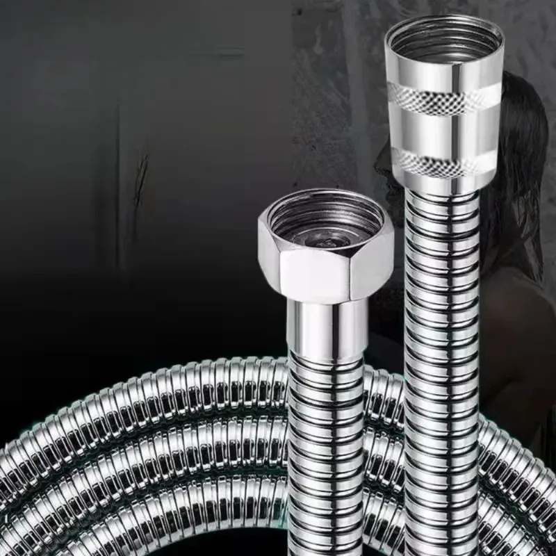 

Steel Zinc Steel Long Bathroom Shower Pipe Extension Bathroom Accessories Shower Hose 1.5/2M Black/Silver Flexible Shower Hose