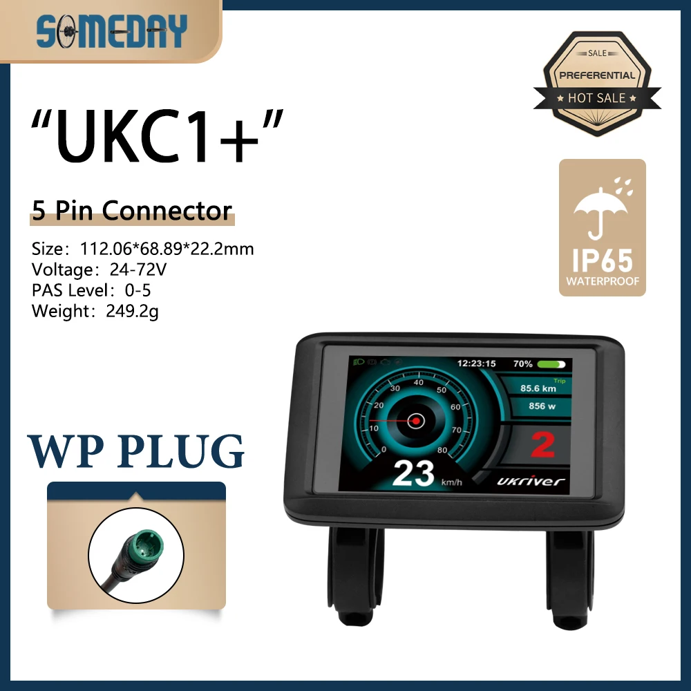 NONE Elektrofahrrad 36V-72V LCD UKC1 Farbdisplay mit UART 2 Kommunikation für Elektrofahrradzubehör mit SM/wasserdichtem Anschluss 7
