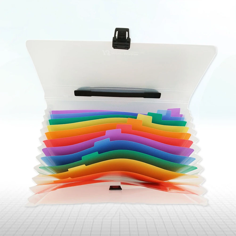 

A4 Expanding Accordion File Folder Plastic Waterproof 13 Pocket Document Organizer Portable Handle Storage Folder For