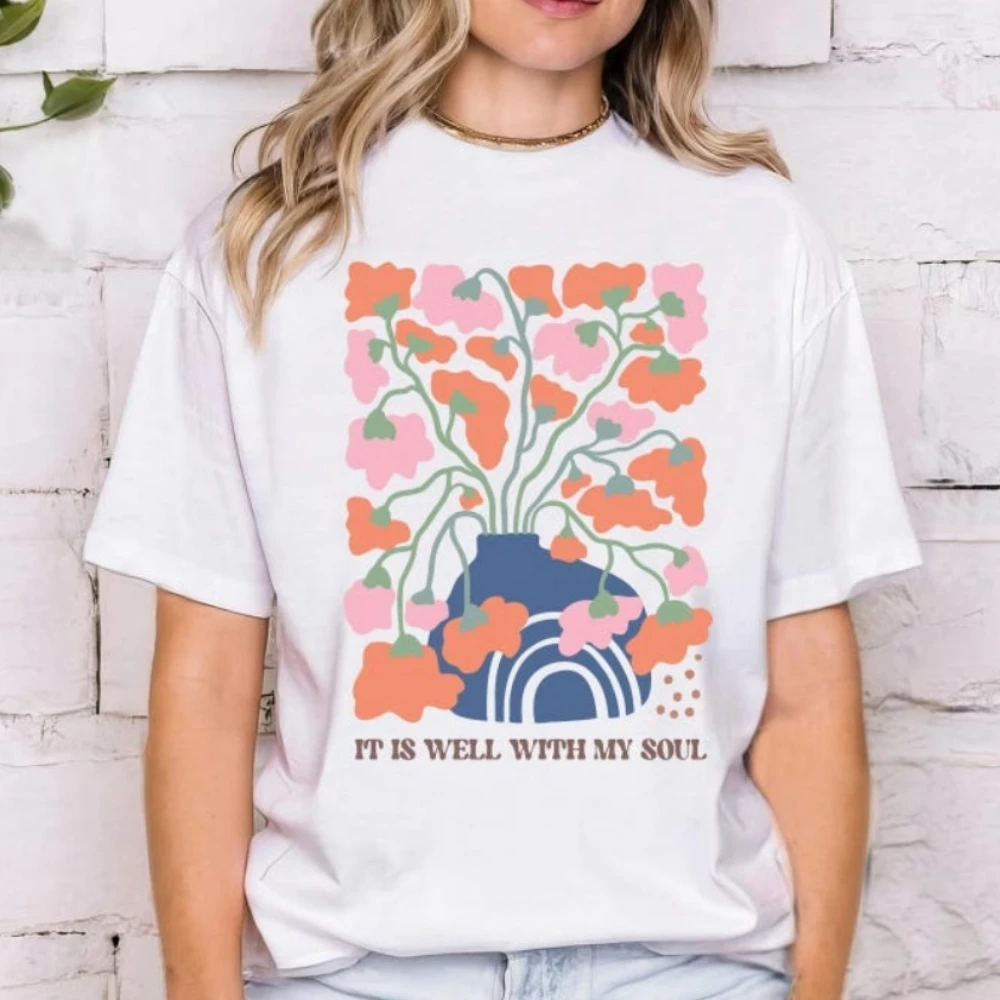 

Рубашка It Is Well with My Soul Духовная рубашка в стиле бохо Христианская рубашка Религиозные топы Топы с библейскими стихами Христианская одежда Женские футболки