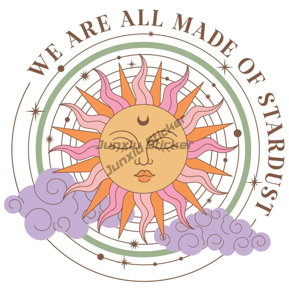 

Boho Sun Sticker We Are All Made of Stars Quote Celestial Hippie Positivity Personalized Refit Decal Accessori