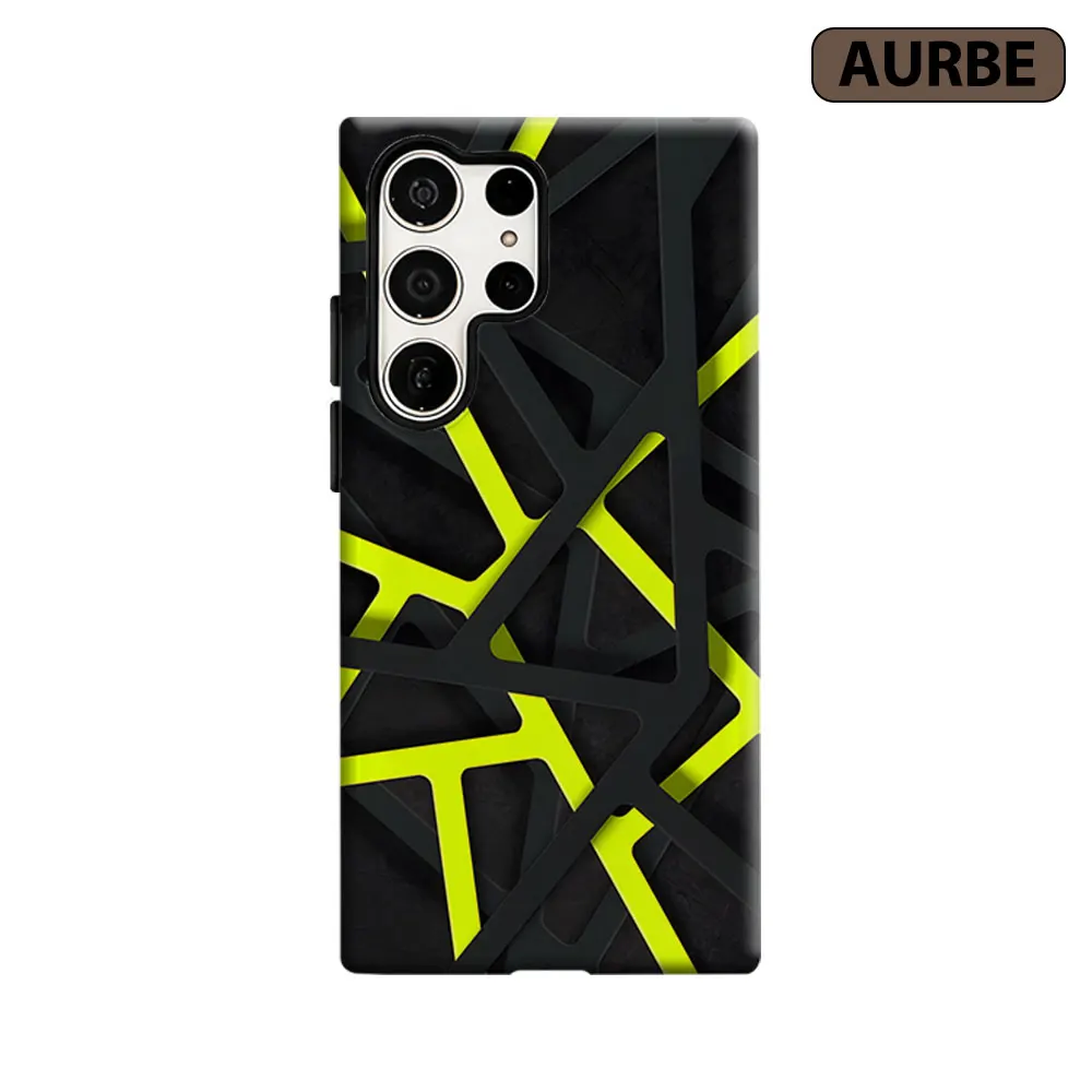 Neon Geometric Lines Phone Case For Samsung Galaxy S26 S25 S24 S23 Ultra Plus HD Hard Double Layer Film Cover