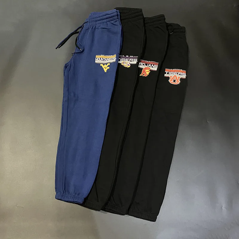 Calças esportivas masculinas com estampa NCAA, tamanho ande, para basquete, corrida, cico, fitn, leggings com punho,...