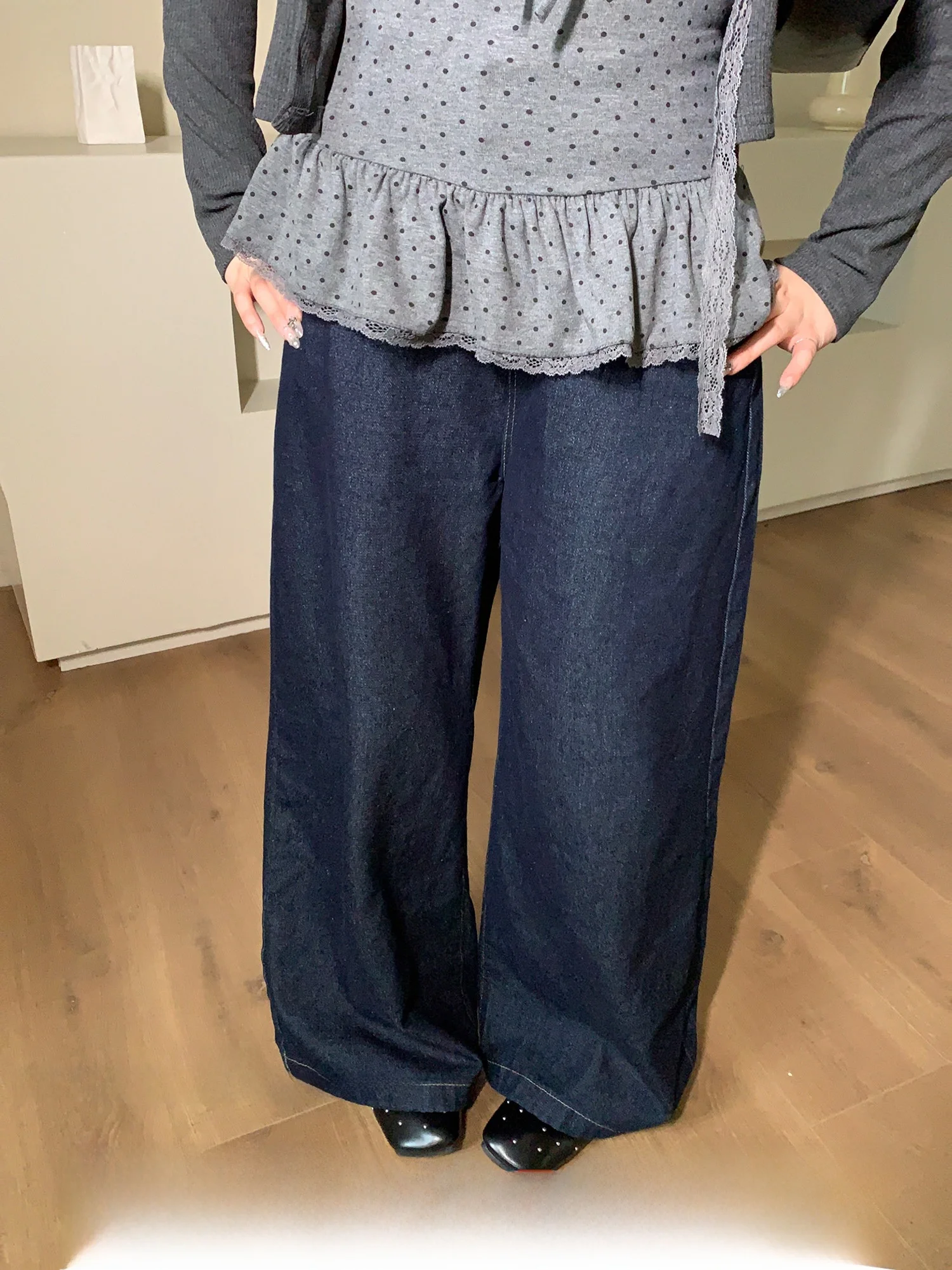 

Джинсы SOUL большого размера с прямыми штанинами, высокой талией, свободного кроя, широкие брюки для полных женщин, повседневные, осенняя мода