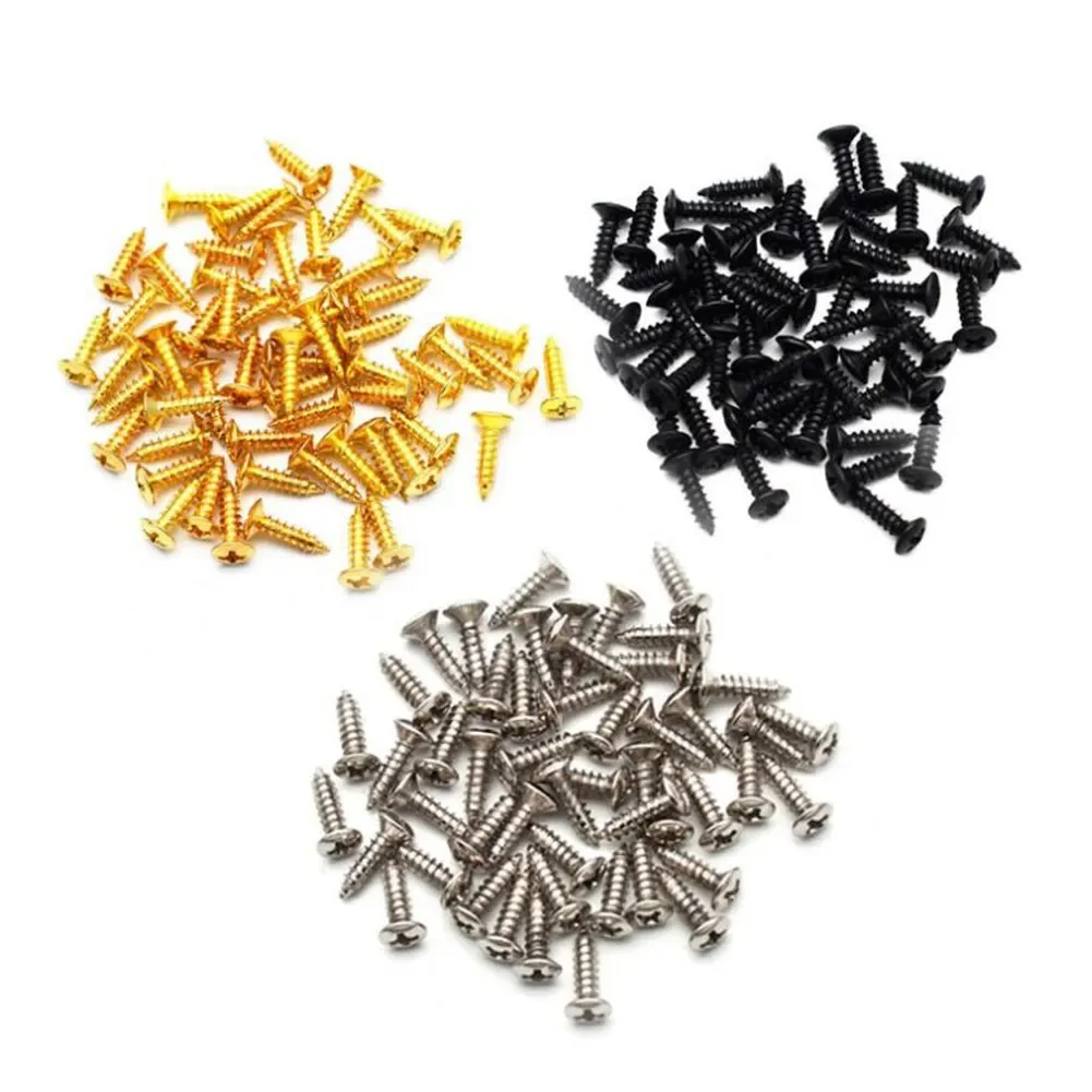 

50PCS Guitar Pickguard Mounting Screws With Plastic Storage Box For ST Electric Guitar Bass Guard Plates 3*12mm Metal Screws