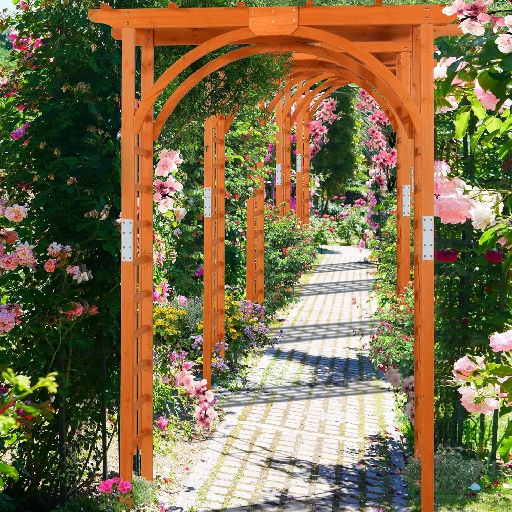 

Wood Arbor Arch Trellis Climbing Plant Wedding Garden Patio Bridal Party Decoration Arbor & Iron Outdoor Square Top, Customized