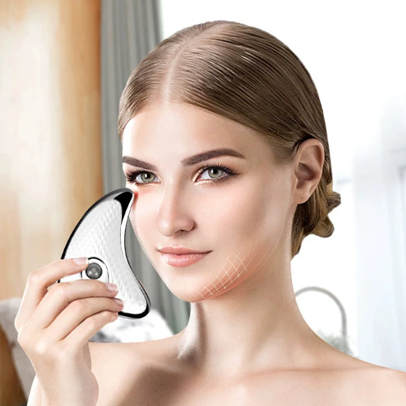 เครื่องนวดหน้าและตัว EMS ไมโครเคอร์เรนท์ กัวซา ยกกระชับผิว ลดริ้วรอย กระชับใบหน้า เครื่องมือเสริมความงามไฟฟ้า เครื่องนวดหน้าแบบขูด