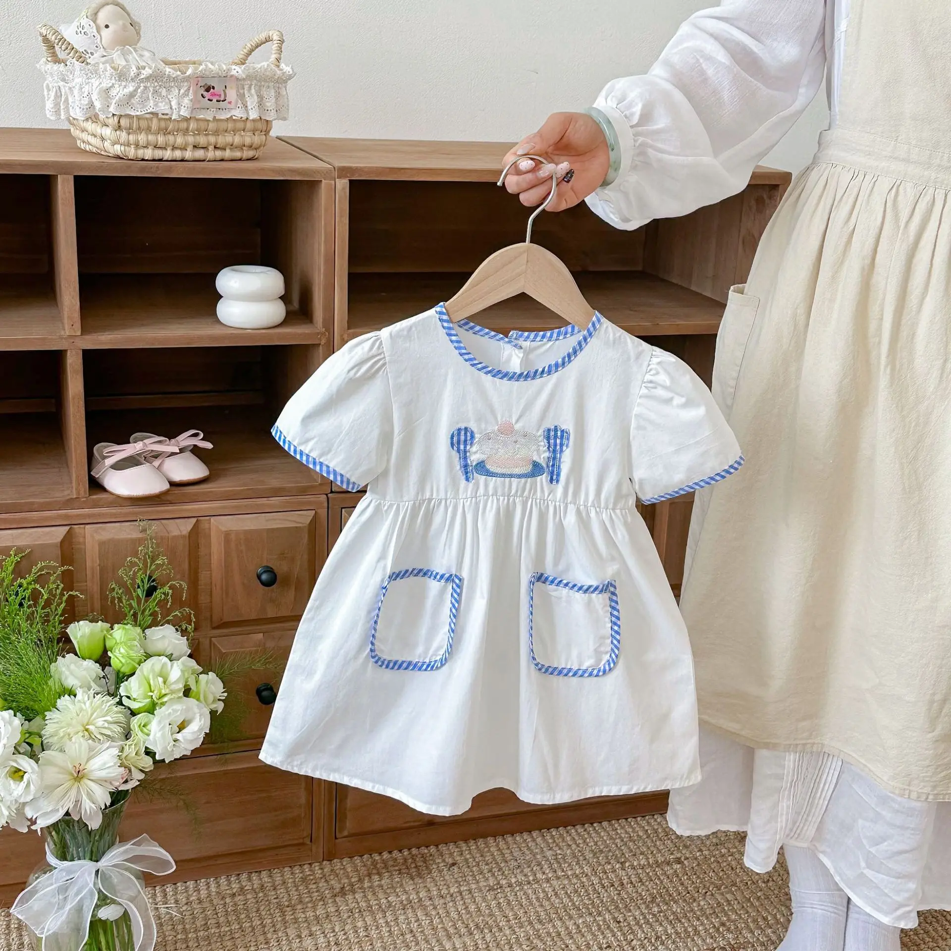Girls Dress 2026 Spring and Summer New Children's Clothing Korean Style Girl Baby Cartoon Embroidered Color Princess Dress
