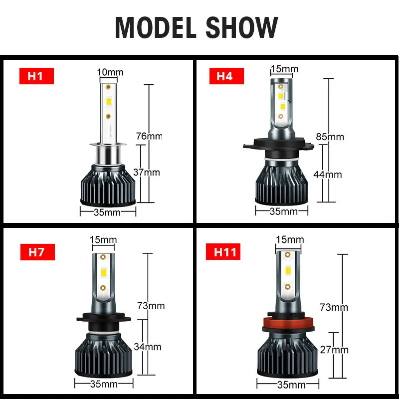 OVEHEL Led H4 Headlight 3570 CSP 160000LM 180W H1 H7 LED Bulbs Turbo Lamps 4300K 6000K 8000K 16000LM 80W H8 H9 H11 Fog Lights