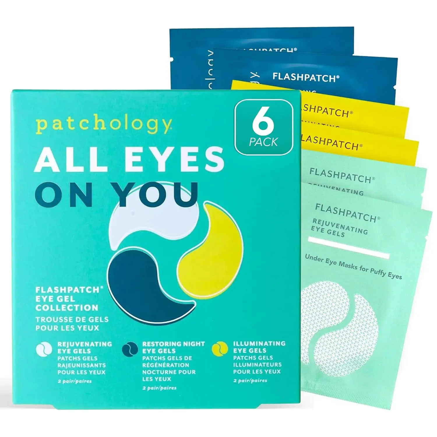 

Under Eye Mask for Dark Circles, Puffiness & Wrinkles - Retinol, Collagen & Green Tea Infused Eye Gels - 6 Pairs