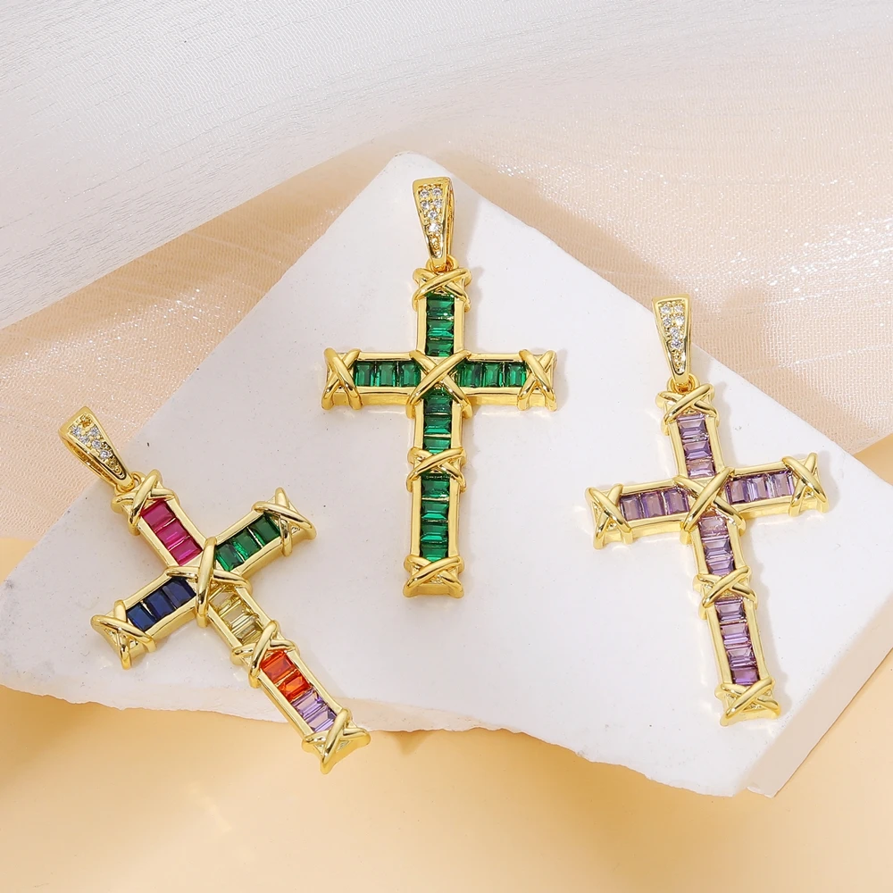 Juya DIY Luxus 18K echtes Gold vergoldet katholisches christliches Kreuz Charms für handgemachte religiöse Talisman Anhänger Schmuckherstellung – Detail 9