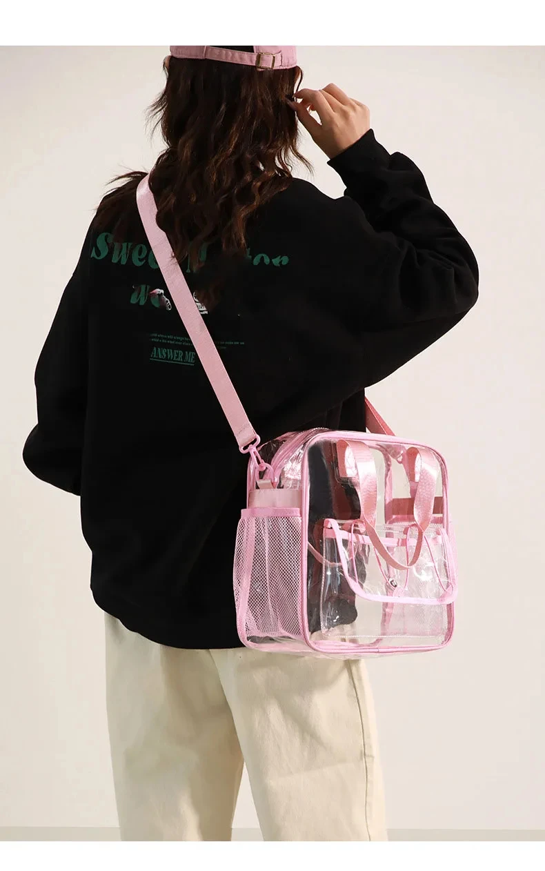 PVC Transparent Crossbody Bag Large Capacity Summer Clear Waterproof Fitness Yoga Handbag Swimming Beach Sports Shoulder Bags