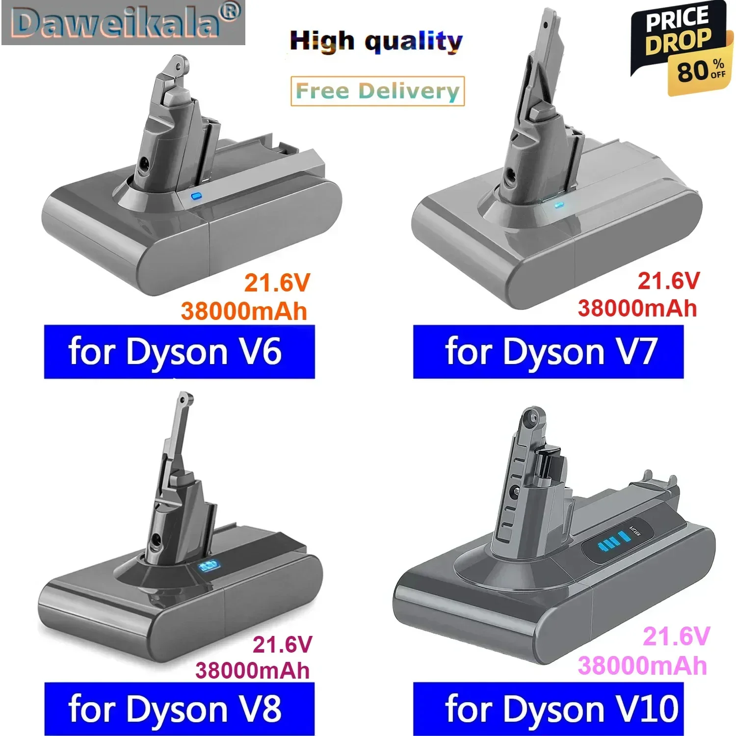 2024NewV6 V7 V8 V10 Battery Series SV12 DC62 SV11 SV10 Handheld Vacuum Cleaner Spare  Replacement Battery for Dyson