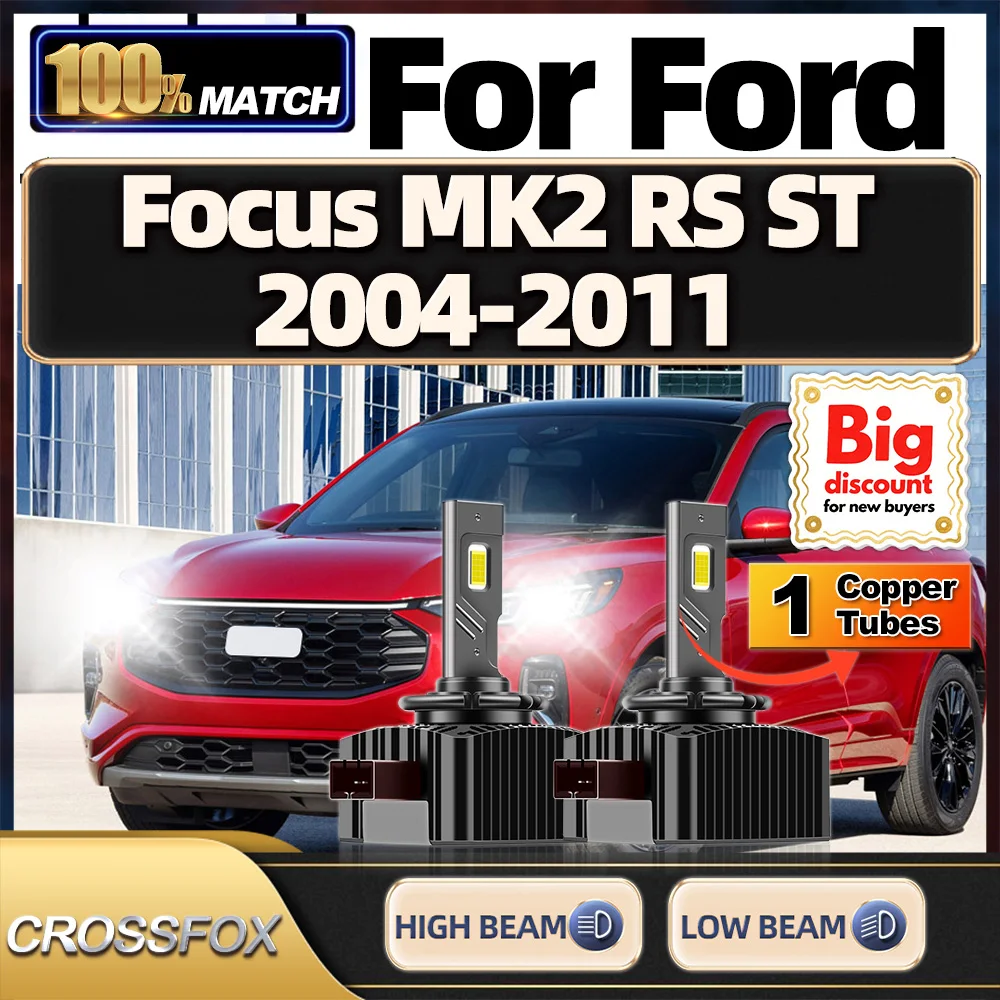 

CROSSFOX【For Ford Focus MK2 RS ST 2004-2011】2PCS Canbus Car LED Xenon HID Headlight Bulbs Super Bright Turbo Headlamp Ampoules