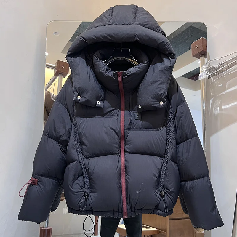 سترة سميكة دافئة بقلنسوة 2025 شتاء جديد إمرأة بطة أسفل جودة عالية لينة المرأة أسفل سترة موضة النساء باركر H742