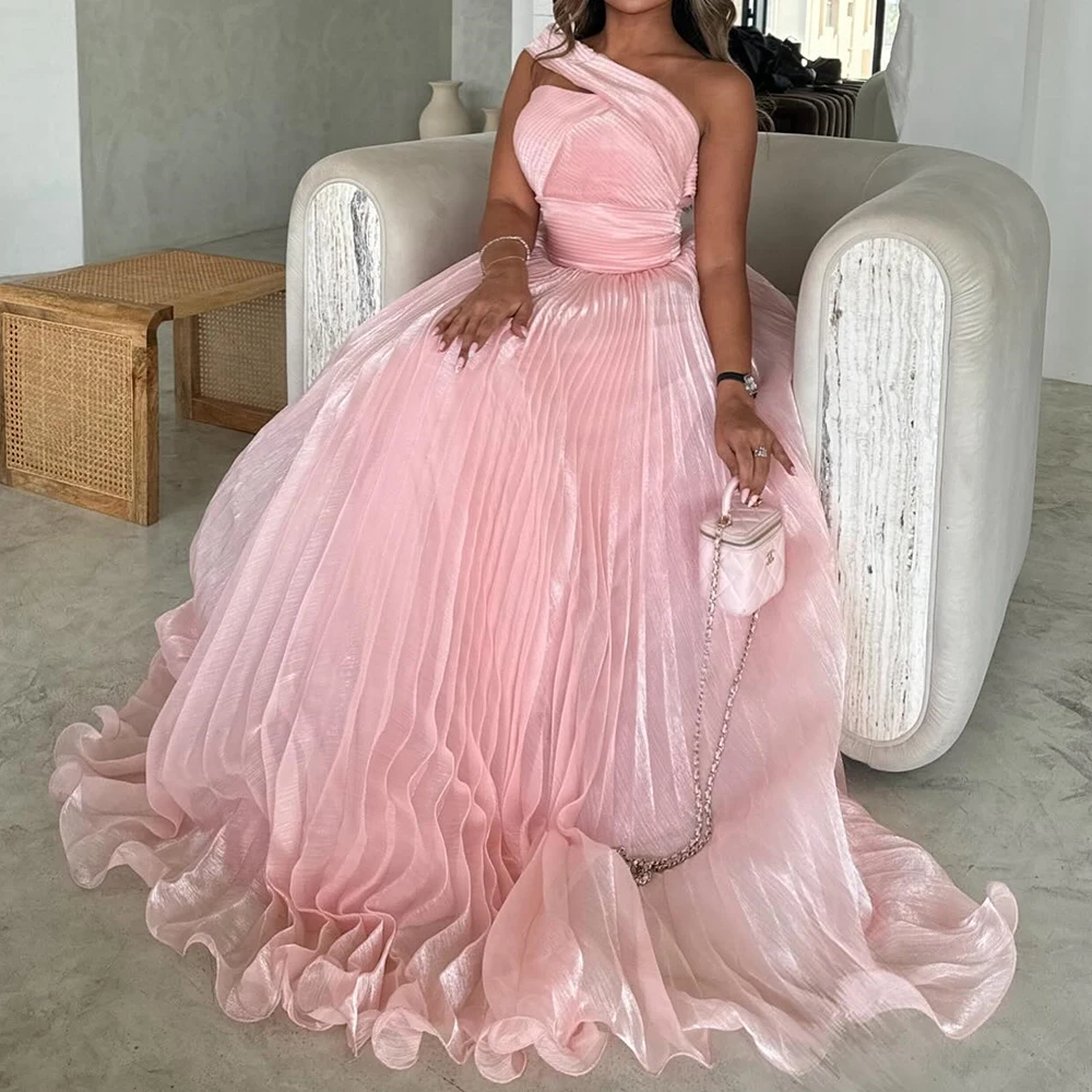 Customized Delicate A-Line Floor Length Strapless Organza Sleeveless Evening Dress Elegant Photo Color vestidos para mujer