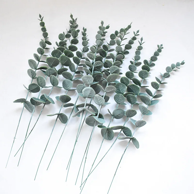 

10Pc 38CM Eucalyptus Plastic Fake Plants Money Leaf DIY Wedding Flower Wall Background Arrangement Accessories Artificial Leaves