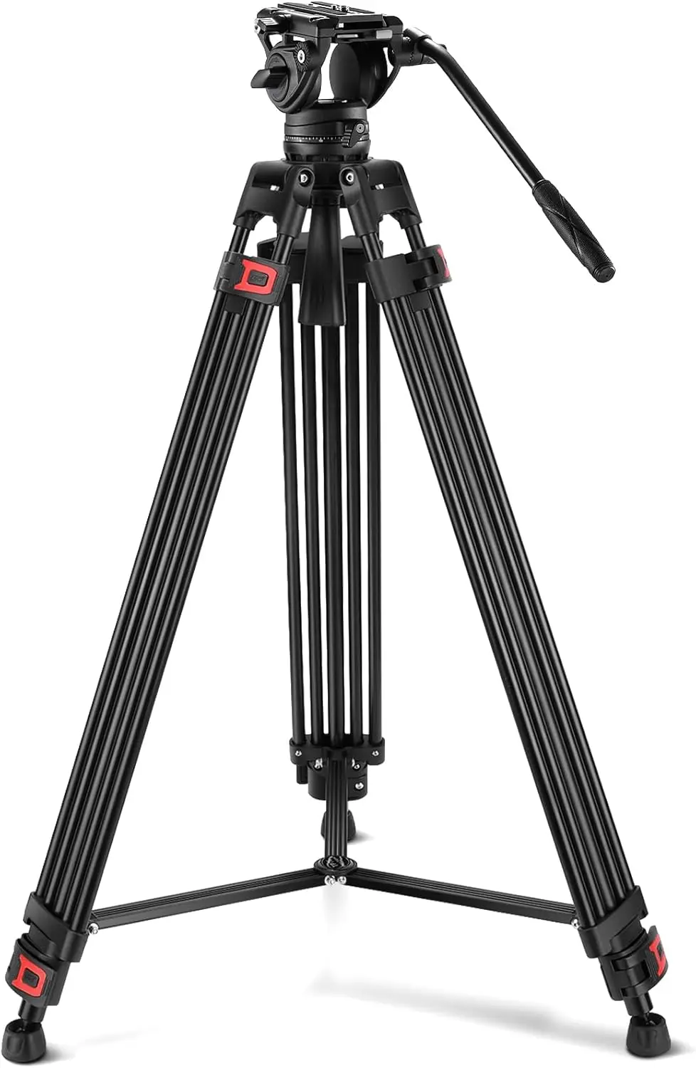 

74" Professional Aluminum Video Tripod with Fluid Head, QR Plate, Max Load 17.6lb for DSLR Cameras and Camcorders