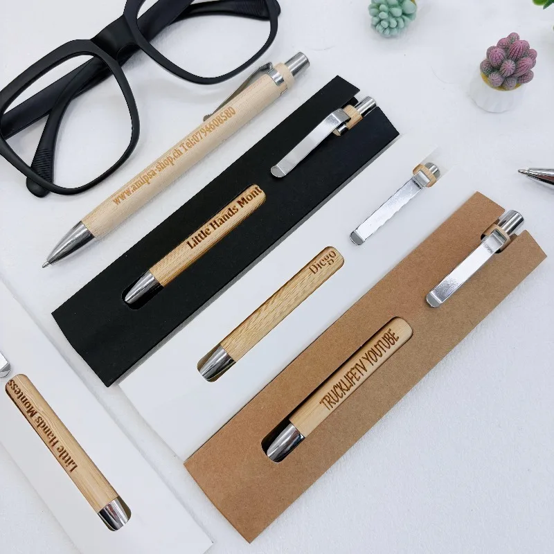 40/80 Sets personalisierte Bambus-Kugelschreiber mit Geschenkbox für Hochzeit, Verlobung, Party, Gastgeschenke, Unternehmen, Geschäftsgeschenke – Detail 5
