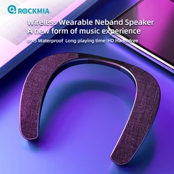 Rockmia EBS-905 웨어러블 넥밴드 스피커, 블루투스 5.0, 핸즈프리 이어 프리, TV 게임 플레이, 가정 및 야외용 TF 카드, 3W * 2