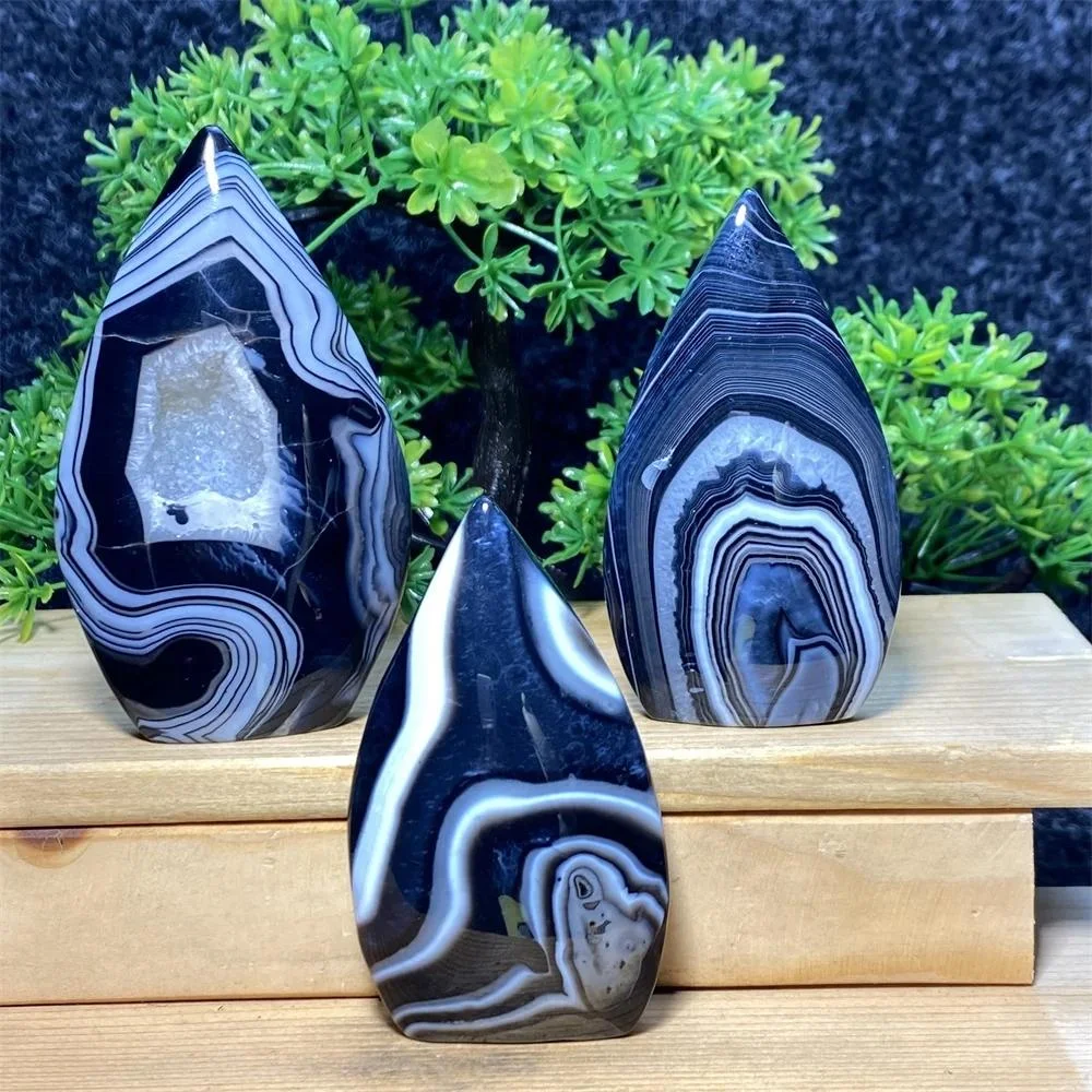 1 Stück Schwarzer Achat Wassertropfen-Ornament, Einzigartiges Natürliches Kristall-Heimdekor Geschenk für Sammler & Anfänger
