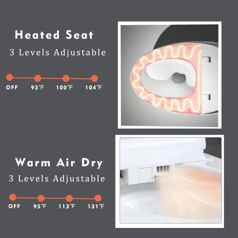 

2026 Unique Smart Toilet with Bidet Intelligent One-Piece Modern Bathroom Auto Open/Close Seat Foot Sensor