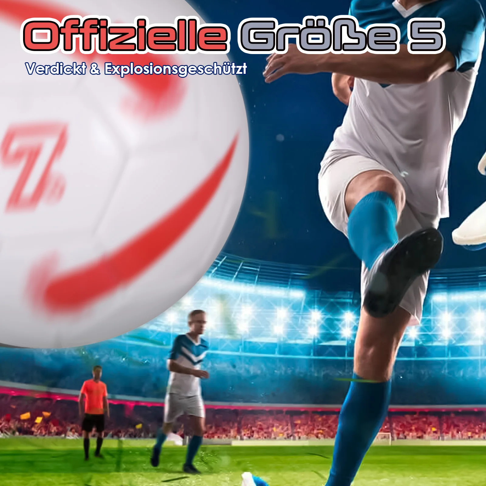 Pallone da calcio per allenamento di calcio di dimensioni standard 5 partite, taglia 5 a quattro strati e prova, cucito a macchina, nero