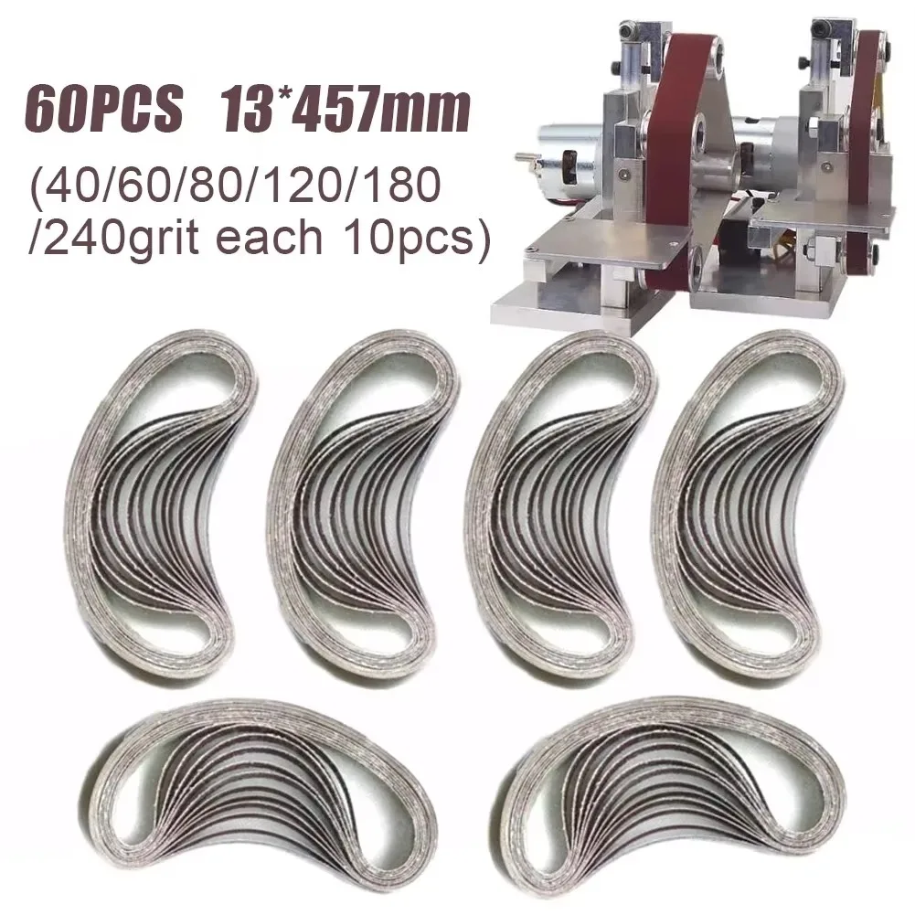 60pcs Sanding Belts 457x13mm 40/60/80/120/180/240Grit For Black& High Quality 457x13mm Schuurband Grinder