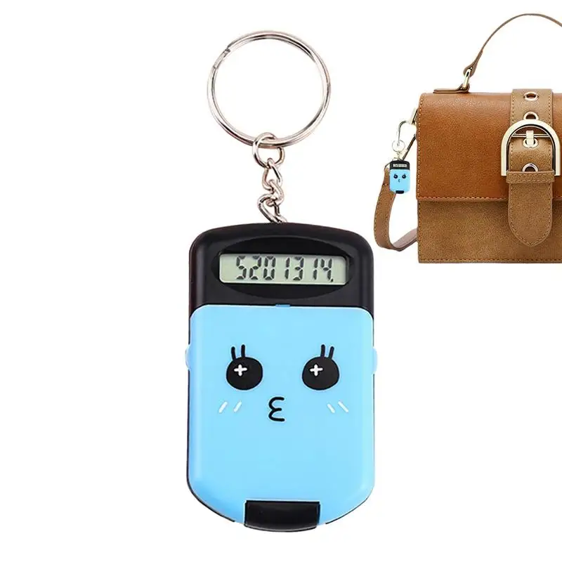 Mini Calculator Keychain 2-in-1 Tiny Electronic Portable Calculator Key Ring Cute Candy-Colored Small Digits Calculator For Home