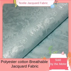 Jacquard Polyester Cotton Fabric High-grade By The Per Meter for Skirts Dresses Clothing Sewing Textile Vintage Cloth Blue White