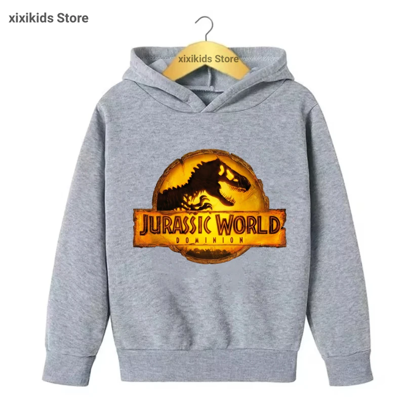 Jurassic World Dinosaurs Printed Hoodies Girls/Boys Gray/Black/Red Kids Clothes Spring/Autumn/ Winter Plus Velvet Sweastshirt