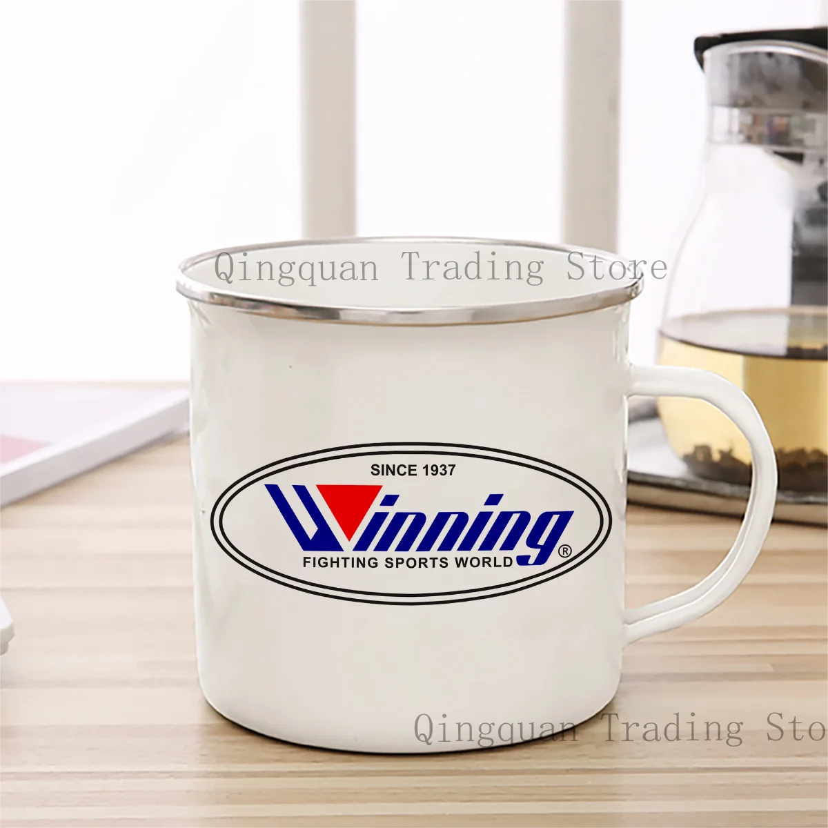 Winning Boxing Enamelled cup Coffee Mug 11oz Ceramic Coffee Tea Cocoa Cup Handle Tea Drink Cup