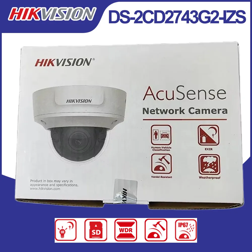 Hikvision DS-2CD2743G2-IZS 4MP AcuSense Dome IP Camera Motorized Varifocal 2.8-12mm IR 40m IP67 IK10 H.265+ PoE Outdoor Security