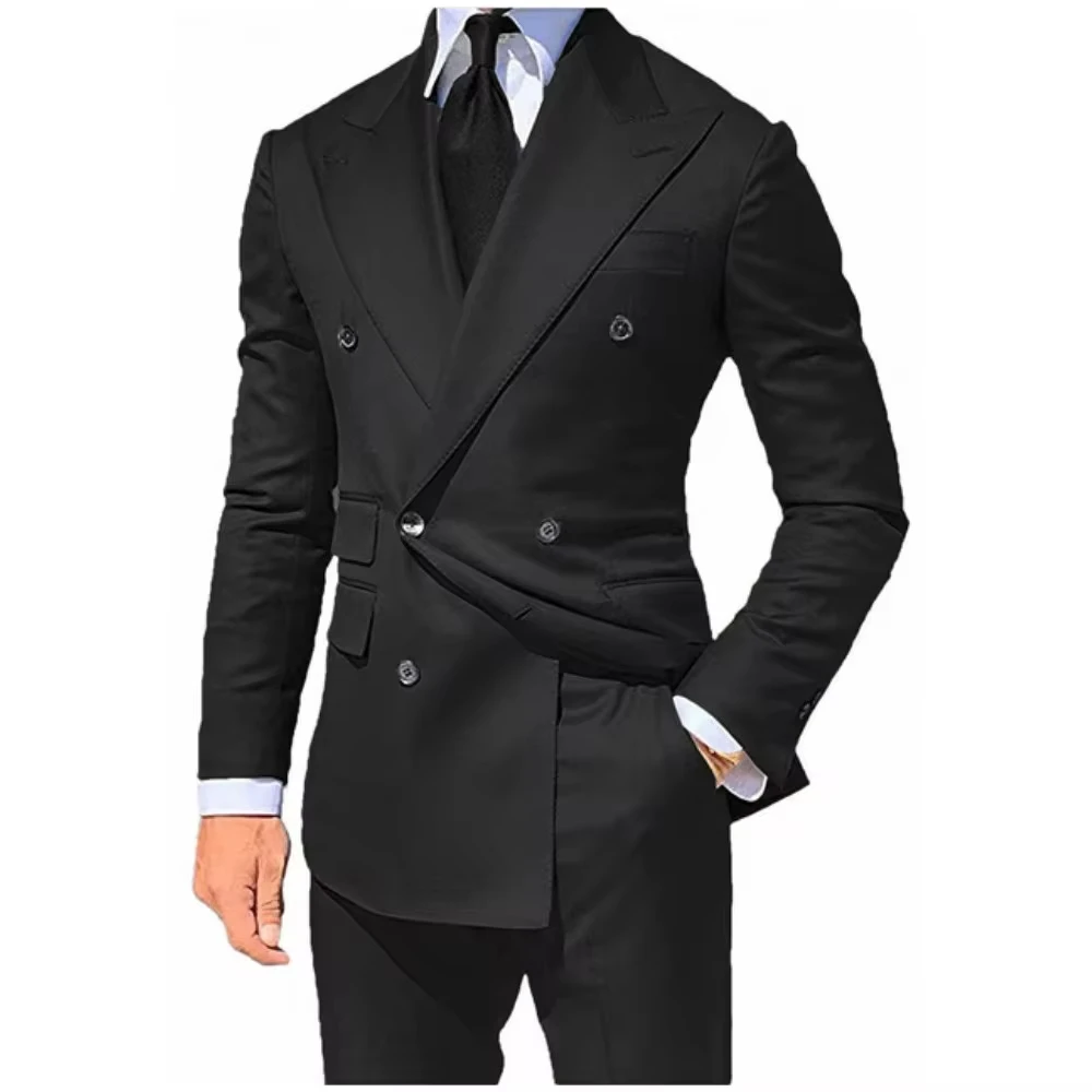 

T517 2 Pieces Gentlemen Double Breasted Tuxedo For Banquet Prom Dancing Blazer Jacket Pant Wedding Groom Dres