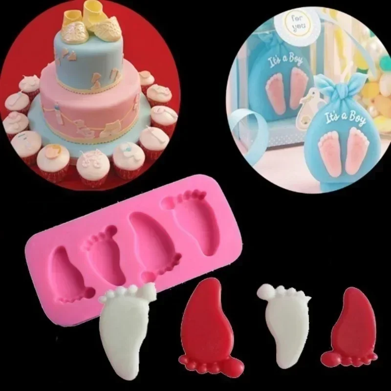 1PC Cute Baby Feet Silicone Mold Chocolate Fondant Cake Decorating Baking Tool Bakeware Pudding Baking Paste