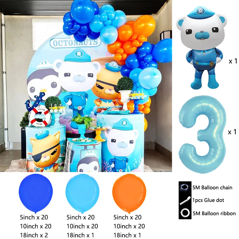 Octonauts Balloon Garland Kit Captain Barnacles Kwazii Foil Mylar with Blue Latex Kids Under the Sea Birthday Party Arch Decor - view 4