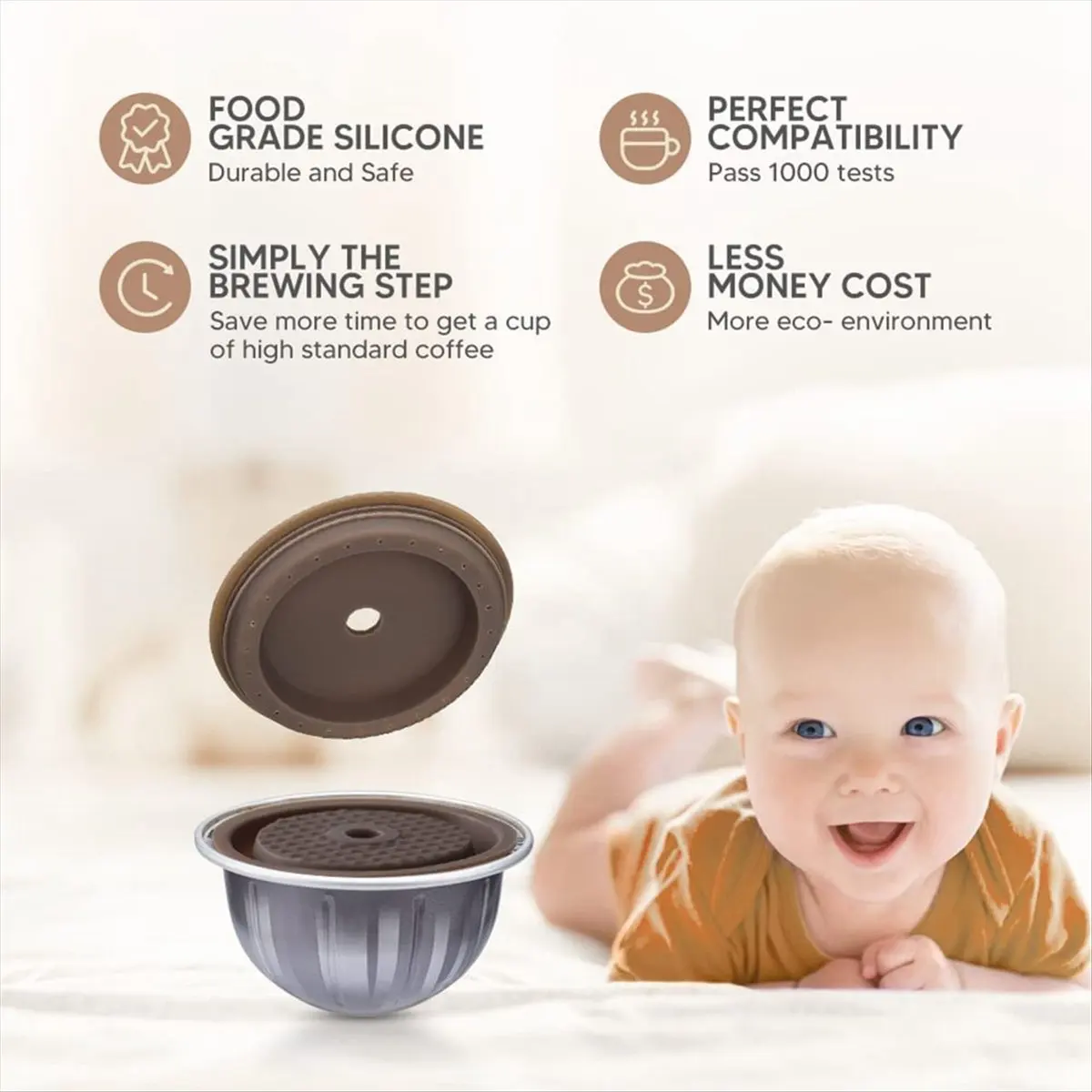 newyear828 Reusable Coffee Capsule Lid for Vertuoline Coffee Pod Food Grade Silicone Cap for Refillable Vertuo Capsule