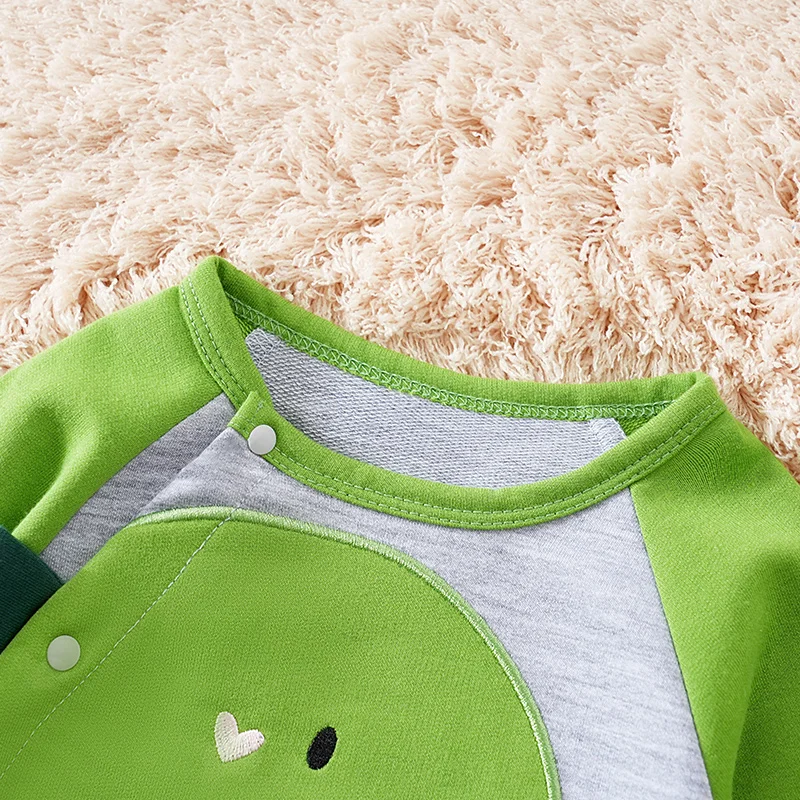 Newborn Baby Boy Girl Toddler Clothing Jumpsuit Casual Cute Cartoon Dinosaur Spring And Autumn Green Long Sleeved Baby Jumpsuit