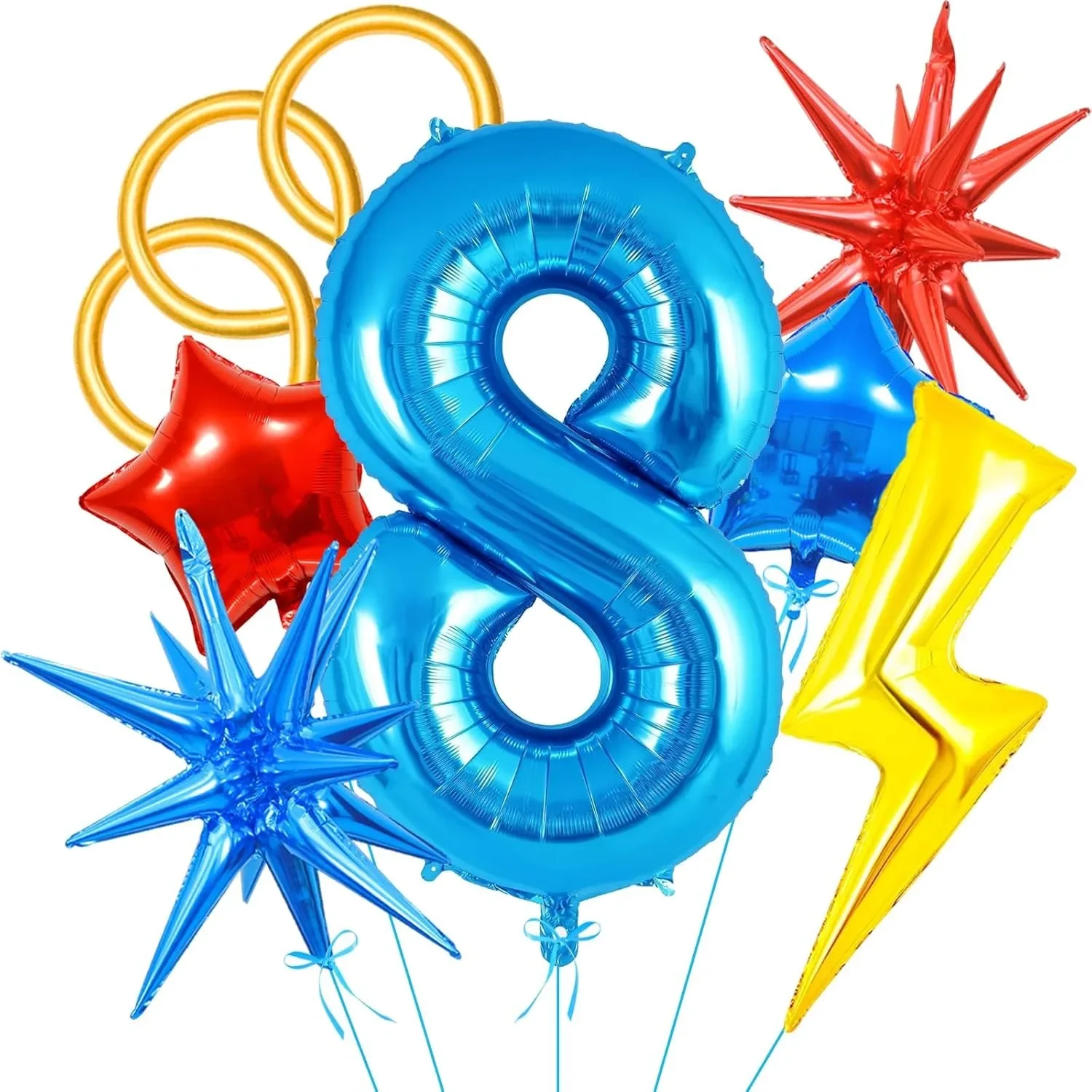 11-teiliges Set mit Zahlen- und Blitz-Sternballons, ideal für Geburtstagsfeiern, Themenparty-Dekoration, Foto-Requisiten und festliche Anlässe – Detail 4